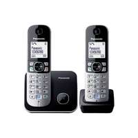 Panasonic Telefon, vezeték nélküli, telefonpár, panasonic "kx-tg6812pdb duo", fekete