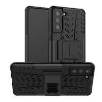 gigapack Defender műanyag telefonvédő (ütésállóság, szilikon belső, kitámasztó, autógumi) fekete gp-103474