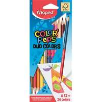 MAPED Színes ceruza készlet, kétvégű, háromszögletű, maped "colorpeps duo", 24 különböző szín 829600fc