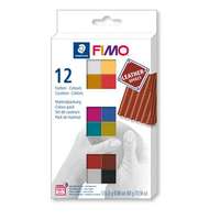FIMO Gyurma, készlet, 12x25 g, égethető, fimo "leather effect" , 12 különböző szín 8013 c12-2