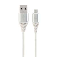 Gembird Gembird premium cotton braided micro-usb cable 2m silver/white cc-usb2b-ammbm-2m-bw2