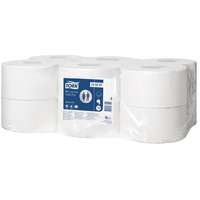 TORK Toalettpapír, t2 rendszer, 2 rétegű, 19, 5 cm átmérő, advanced, tork "mini jumbo", fehér 120207