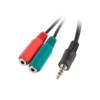 - Lanberg minijack 3.5mm(m) 4pin-2x minijack 3.5mm(f) 3pin adapter kábel 20cm fekete