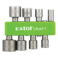 EXTOL Behajtó klt. hatlapfejű csavarhoz 8db; 5-13mm(5-5,5-6-7-8-10-11-13mm),36-38mm hossz, hatszög befogás, nem mágneses, c.v.