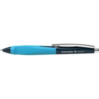 SCHNEIDER Golyóstoll, 0,5 mm, nyomógombos, sötétkék-ciánkék színű tolltest, schneider "haptify", kék 135323
