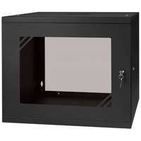 STALFLEX Stalflex rc19-9u-450gb 19" 9u 450 mm mély lapraszerelt fekete üveg ajtós fali rack szekrény