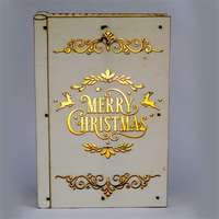 Iris Iris karácsonyi könyv mintás 23x16x4,5cm/meleg fehér led-es fa fénydekoráció 306-01