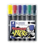 STAEDTLER Alkoholos marker készlet, 2-5 mm, vágott, staedtler "lumocolor 350", 6 különböző szín 350 wp6-1