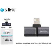 S-LINK S-link átalakító - sl-ta30m (bemenet: lightning, kimenet: 2xlightning, iphone töltés és fejhallgató, fém, szürke) 31590
