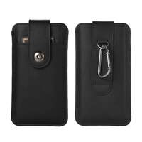 gigapack Tok álló, bőr hatású (univerzális, bankkártya tartó, övre fűzhető, karabíner, 6.7" méret, prémium) fekete gp-108706