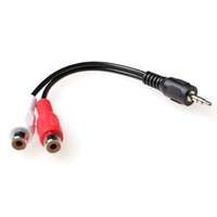ACT Act 0.15 meter audio connection cable 1x 3,5 mmm jack male naar 1x 3.5mm stereo jack male - 2x rca female ak2026