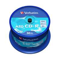 VERBATIM Cd-r lemez, crystal bevonat, azo, 700mb, 52x, 50 db, hengeren verbatim "datalife plus" 43343