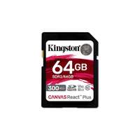 KINGSTON Kingston 64gb sd canvas react plus (sdxc class 10 uhs-ii u3) (sdr2/64gb) memóriakártya