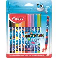 MAPED Filctoll készlet, 2 mm, kimosható, maped "colorpeps ocean life", 12 különböző szín 845701