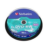 VERBATIM Dvd-rw lemez, újraírható, 4,7gb, 4x, 10 db, hengeren, verbatim 43552