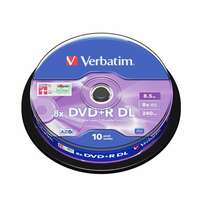 VERBATIM Dvd+r lemez, kétrétegű, 8,5gb, 8x, 10 db, hengeren, verbatim "double layer" 43666