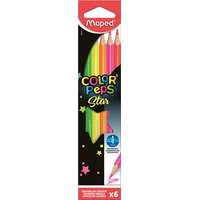 MAPED Színes ceruza készlet, háromszögletű, maped "colorpeps star fluo", 6 különböző szín 832003