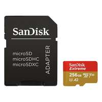 Sandisk Sandisk microsd kártya - 256gb microsdxc extreme (190/130 mb/s, class 10 uhs-i u3, a2 v30) + adapter 00121587