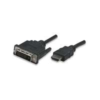 Manhattan Manhattan kábel - hdmi to dvi ( 3m; hdmi 19 pin - dvi-d dual link, fekete) 372510