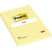 3M POSTIT öntapadó jegyzettömb, 102x152 mm, 100 lap, kockás, 3m postit, sárga 7100172739