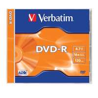 VERBATIM Dvd-r lemez, azo, 4,7gb, 16x, 1 db, normál tok, verbatim 43519