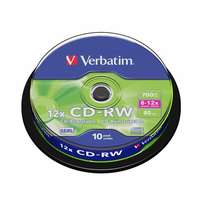VERBATIM Cd-rw lemez, újraírható, serl, 700mb, 8-10x, 10 db, hengeren verbatim 43480