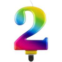 Godan Szivárvány színű születésnapi számgyertya, 8 cm - 2