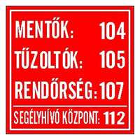 GUNGL DEKOR Matrica mentő tűzoltó hívószámok piros "b" 210 / 40