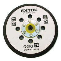 EXTOL PREMIUM Tartalék gumi talp 8865038 rotációs csiszológéphez, 6"/150mm, 8 db lyuk, tépőzáras, max. 12.000/perc, vastagság: 10mm