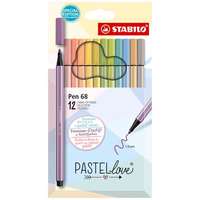 STABILO Rostirón készlet, 1 mm, stabilo "pen 68 pastellove", 12 különböző szín 6812-7-7