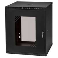 STALFLEX Stalflex rc19-12u-450gb 19" 12u 450 mm mély lapraszerelt fekete üveg ajtós fali rack szekrény