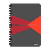 LEITZ Spirálfüzet, a5, kockás, 90 lap, laminált karton borító, leitz "office", szürke-piros 44580025
