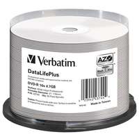 VERBATIM Dvd-r lemez, nyomtatható, matt, no-id, 4,7gb, 16x, 50 db, hengeren, verbatim 43744