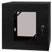 STALFLEX Stalflex rc10-6u-300gb 10" 6u 300 mm mély lapraszerelt fekete üveg ajtós fali rack szekrény