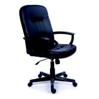 MAYAH Főnöki szék, hintamechanikával, fekete bonded bőrborítás, fekete lábkereszt, mayah "boss" 11117-01b black
