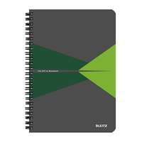 LEITZ Spirálfüzet, a5, kockás, 90 lap, laminált karton borító, leitz "office", szürke-zöld 44580055
