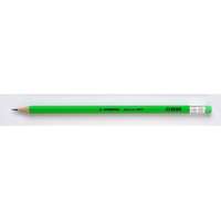 STABILO Grafitceruza radírral, hb, hatszögletű, stabilo "swano neon", zöld 4907/hb-33