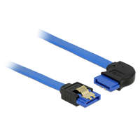 DeLock Delock sata-kábel, 6 gb/s, hüvely, egyenes sata hüvely, jobbra nézo csatlakozódugóval, 20 cm, kék