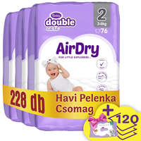 Violeta Violeta Double Care Air Dry nadrágpelenka 2, 3-6 kg, (+ 120 db ajándék törlőkendő), HAVI PELENKACSOMAG 228 db
