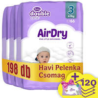 Violeta Violeta Double Care Air Dry nadrágpelenka 3, 4-9 kg, (+ 120 db ajándék törlőkendő), HAVI PELENKACSOMAG 198 db
