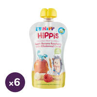 Hipp Hipp HiPPiS BIO gyümölcspép alma-banán-málna teljes kiőrlésű gabonával, 6 hó+ (6x100 g)
