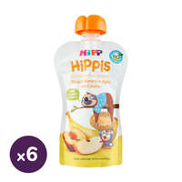 Hipp Hipp HiPPiS BIO gyümölcspép alma-banán-őszibarack keksszel, 12 hó+ (6x100 g)