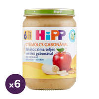 Hipp Hipp BIO banános alma teljes kiőrlésű gabonával, 6 hó+ (6x190 g)