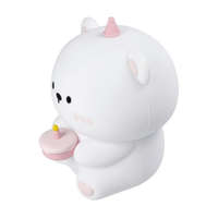 Utángyártott Art Deco szülinapos maci alakú éjjeli lámpa, USB, 1200mAh, fehér