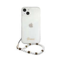 Guess Guess PC Script and White Pearls Apple iPhone 13 mini hátlap tok, átlátszó