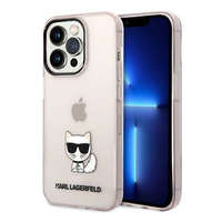 Karl Lagerfeld Karl Lagerfeld Transparent Choupette Body Apple iPhone 14 Pro hátlap tok, rózsaszín