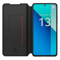 Xiaomi Xiaomi Redmi Note 13 4G bőr hatású oldalra nyíló gyári tok karpánttal, fekete