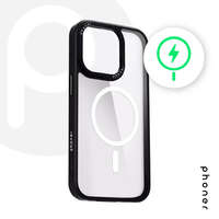 Phoner Phoner Custom Hybrid Apple iPhone 15 MagSafe kompatibilis hátlap tok, fekete (fekete gombokkal)