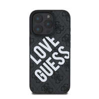 Guess Guess PU Leather 4G Big Love Logo Apple iPhone 16 Pro Max Magsafe kompatibilis hátlap tok, fekete