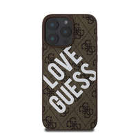 Guess Guess PU Leather 4G Big Love Logo Apple iPhone 16 Pro Max Magsafe kompatibilis hátlap tok, barna